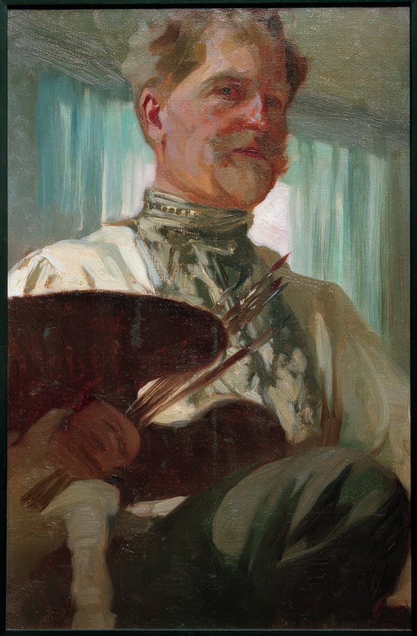 Omakuva paletilla tekijältä Alphonse Mucha