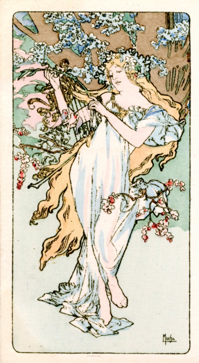"Kevät", 1900 tekijältä Alphonse Mucha