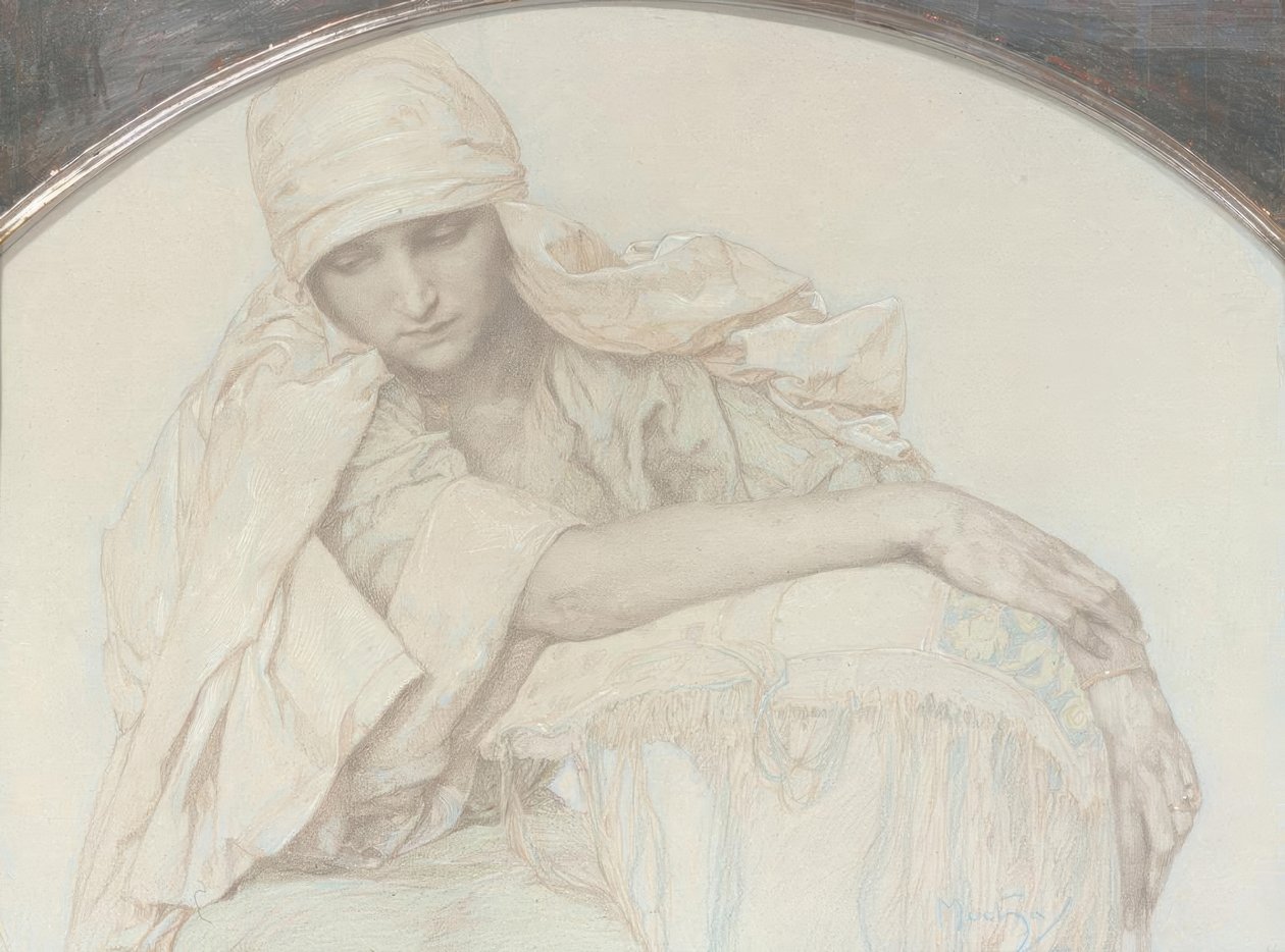 Studie einer jungen Frau tekijältä Alphonse Mucha