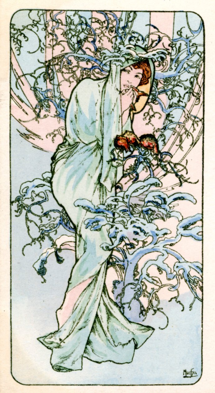 "Talvi", 1900 tekijältä Alphonse Mucha