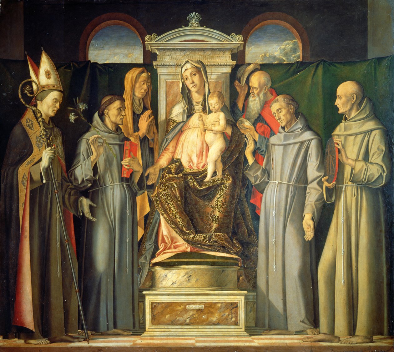 Madonna istui, 1480 tekijältä Alvise Vivarini