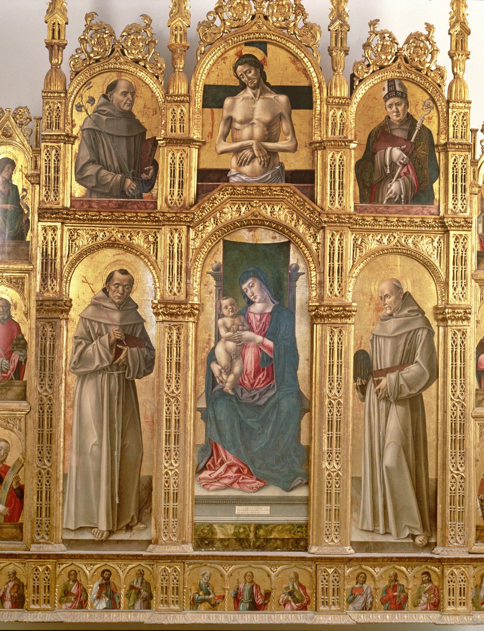 Madonna ja lapsi pyhien kanssa (tempera paneelissa) tekijältä Alvise Vivarini