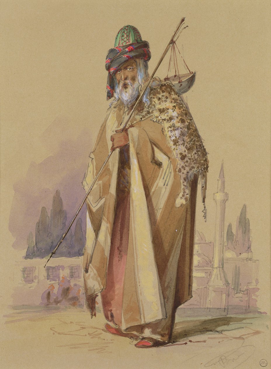 Dervish, jolla on leopardinahka, n. 1855 tekijältä Amadeo Preziosi