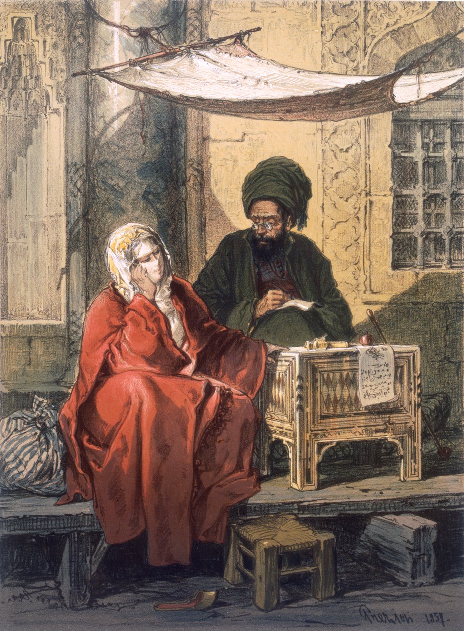 Kirjeen kirjoitus, 1858 tekijältä Amadeo Preziosi