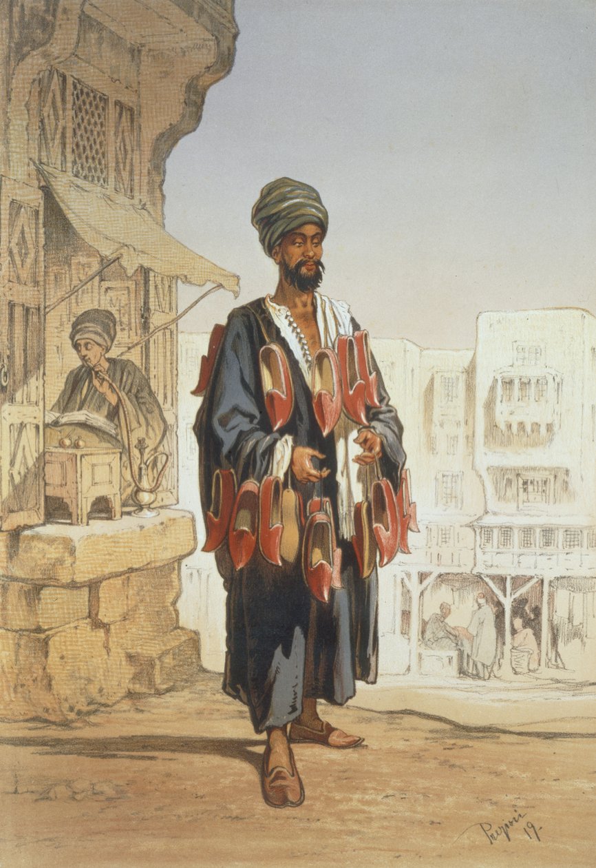 Tossujen myyjä, "Souvenir of Cairo", 1862 tekijältä Amadeo Preziosi