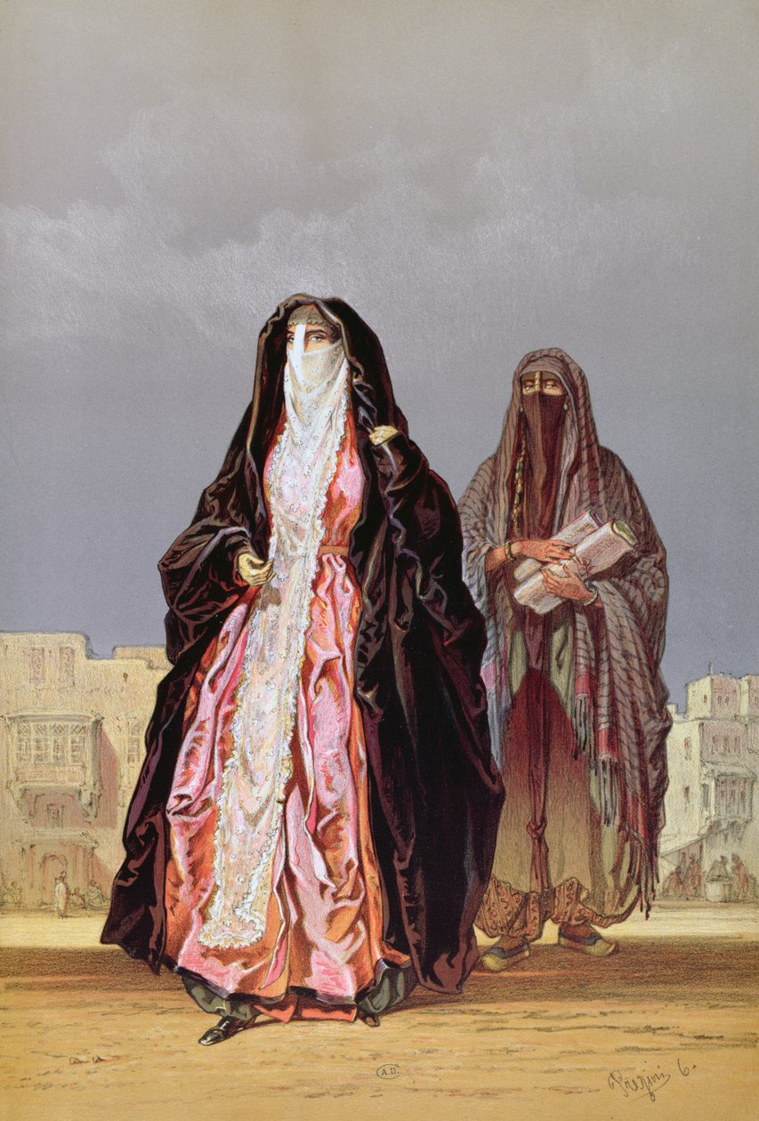 Verhottuja naisia, "Souvenir of Cairo" vuodelta 1862 tekijältä Amadeo Preziosi