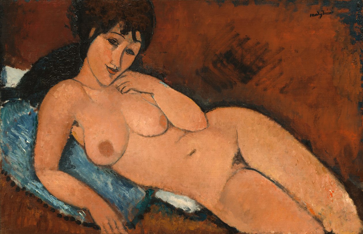 Alaston sinisellä tyynyllä, 1917. tekijältä Amedeo Modigliani