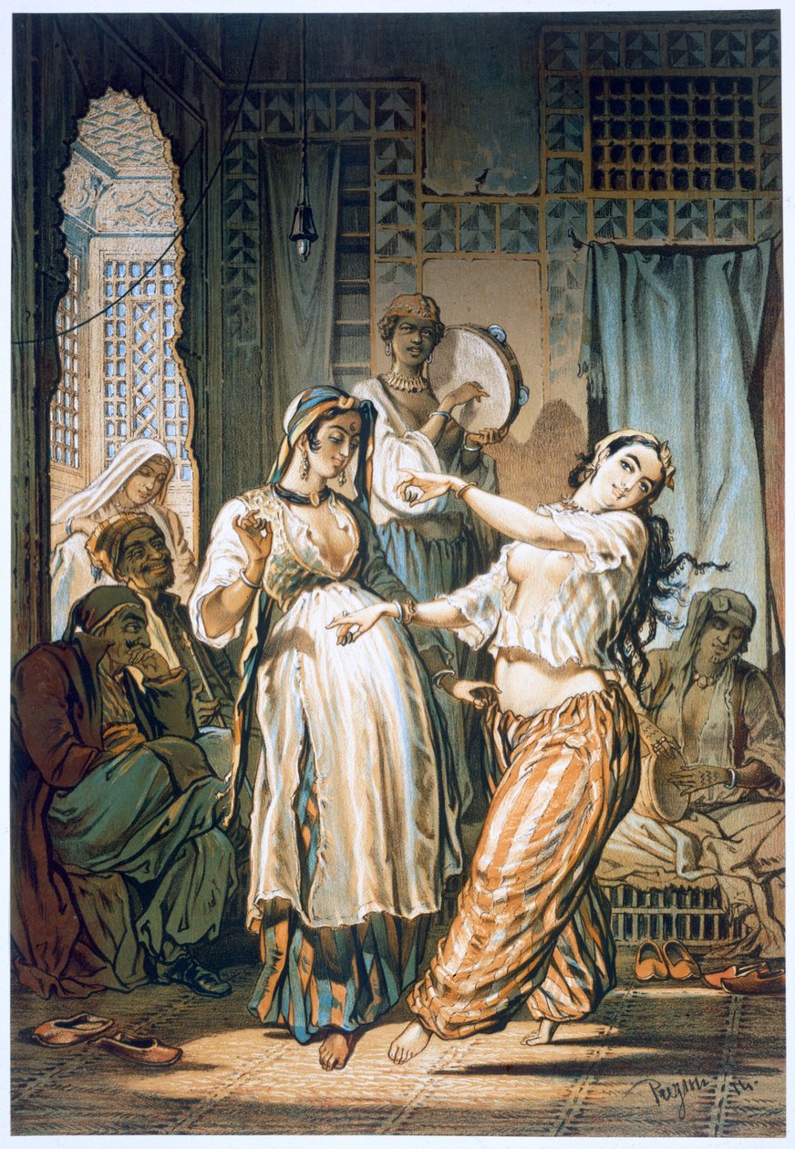 Egyptiläinen vatsatanssija, Kairo, 1862 tekijältä Amadeo Preziosi
