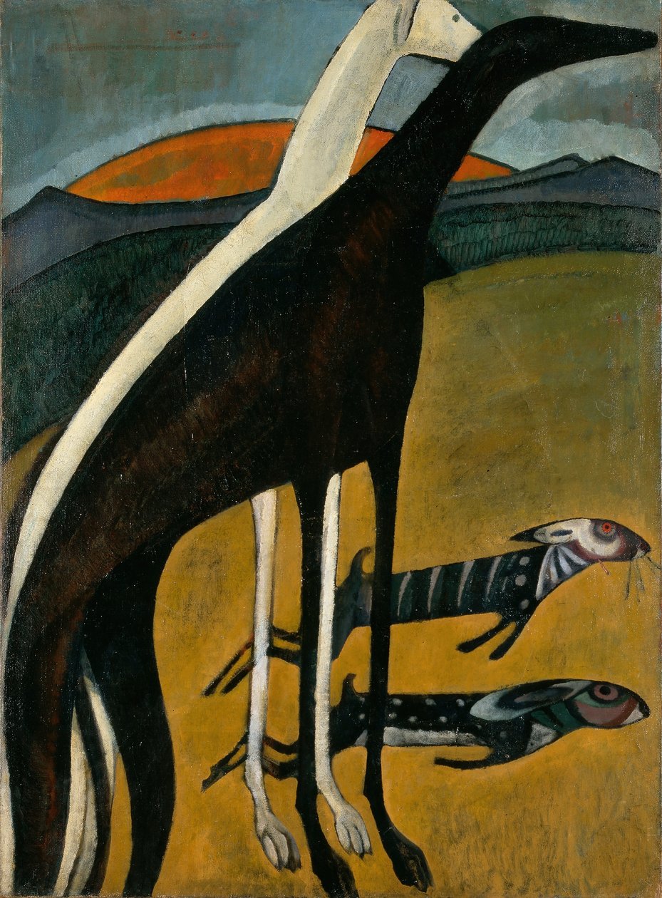 Vinttikoirakilpailut, n. 1911 (öljy kankaalle) tekijältä Amadeu de Souza Cardoso