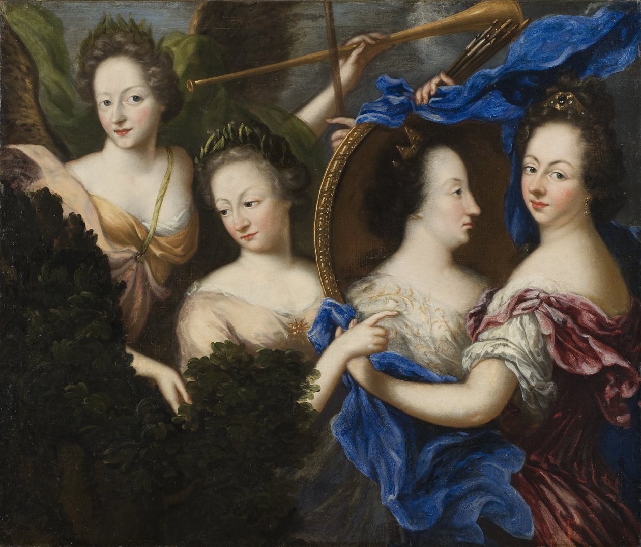 Allegoria omakuvalla ja profiilikuvalla Ulrika Eleonoresta, Ruotsin Suomen kuningattaresta - Allegoria Ulrika Eleonora Vanhemman (1656-1693) omakuvalla ja profiilikuvalla, kirjoittanut Koenigsmarck, Amalia Wilhelmina von (1663-1740). öljy kankaalle tekijältä Amalia Wilhelmina von Konigsmarck