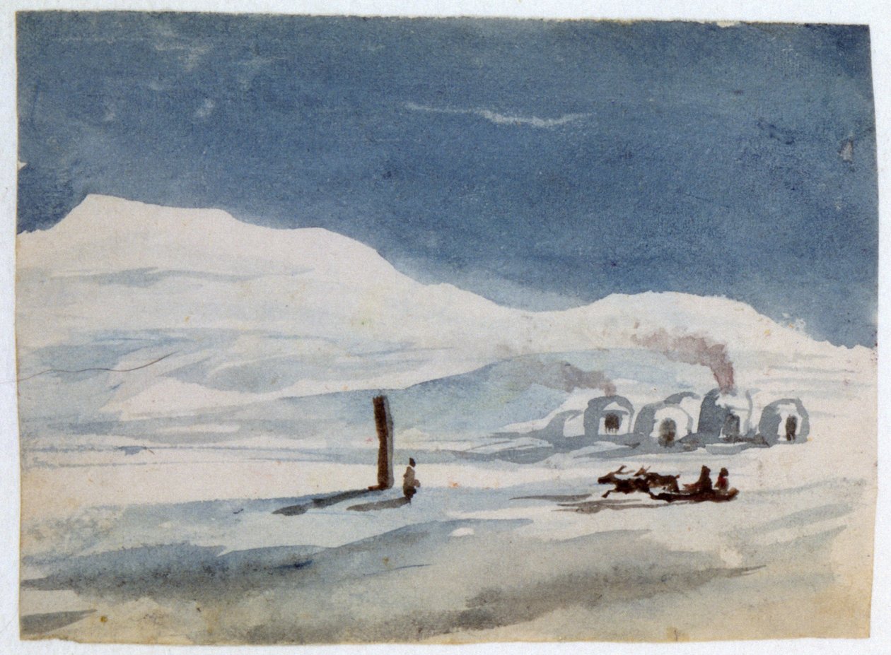 Iglut ja eskimot". Akvarelli. Aurore Amadine Lucie Dupin (1804-1876) Ranskalainen kirjailija ja feministi, joka kirjoitti nimellä George Sand. tekijältä Amantine Dupin