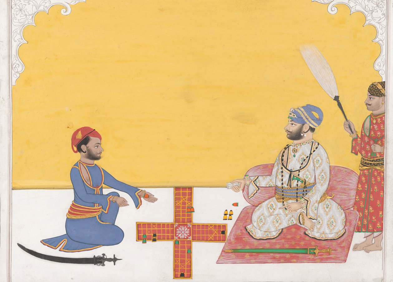 Maharaja Sovan Singh soittaa Pachisi, K. 1868. tekijältä Ambav