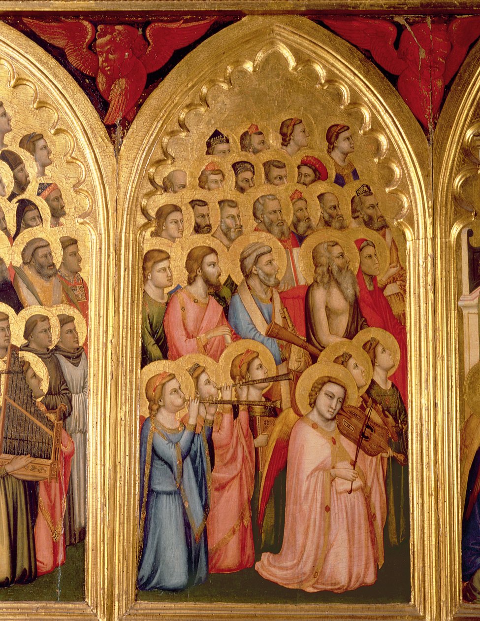 Enkelit Neitsyt Polyptyykin kruunaamisesta (vasen paneeli) (katso myös 66540-66551) tekijältä Ambrogio Bondone Giotto
