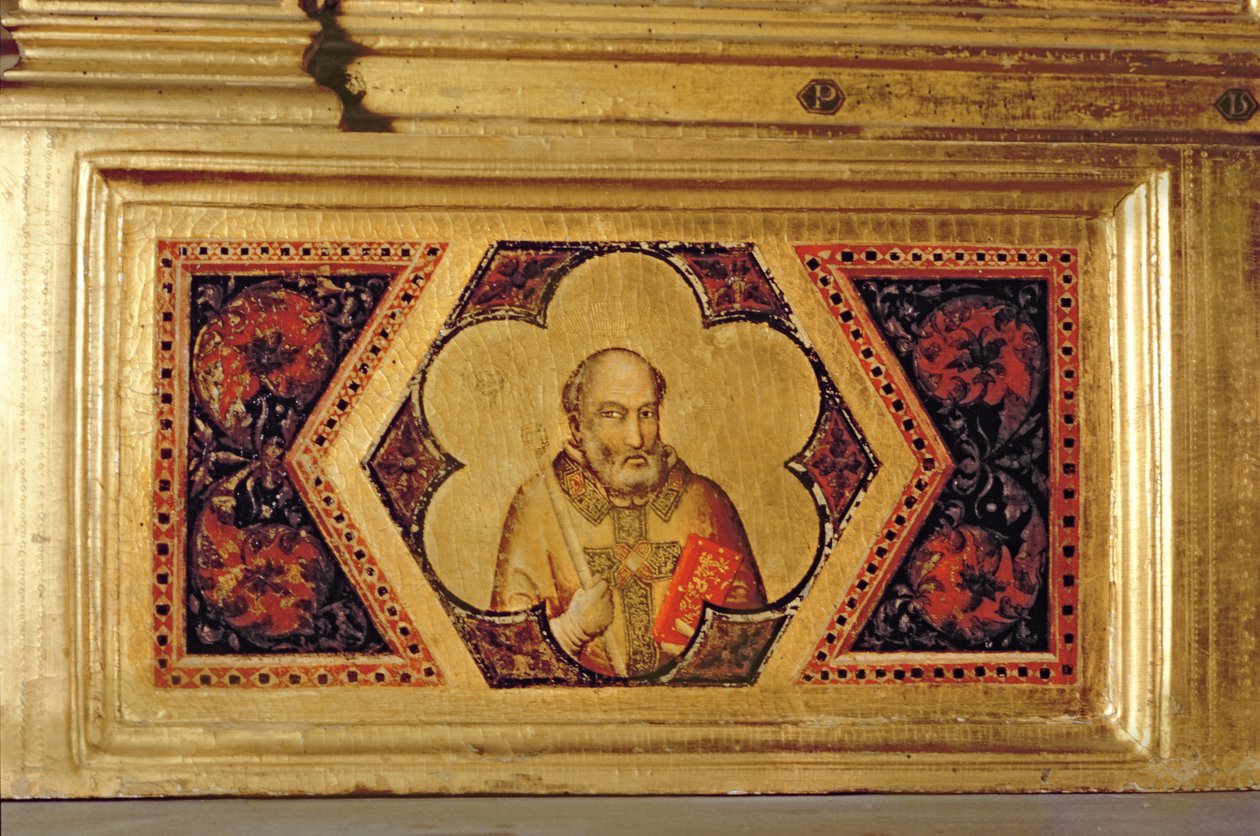 Neitsyt Polyptyykin kruunajaisen piispa (äärivasemmalla predella) (katso 66540-66551) tekijältä Ambrogio Bondone Giotto