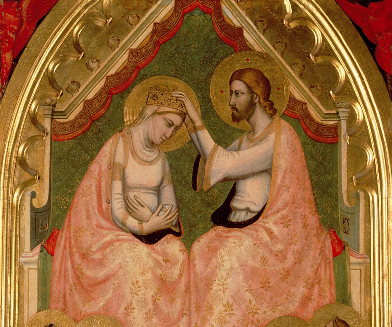 Neitsyt Marian kruunajaispolyptyykki keskimmäisen taulun yksityiskohta, ks. myös 66540 & 66541. tekijältä Ambrogio Bondone Giotto