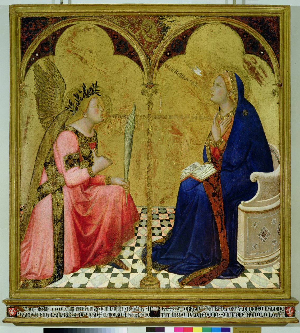 Annunciation, 1344 (tempera paneelissa) tekijältä Ambrogio Lorenzetti