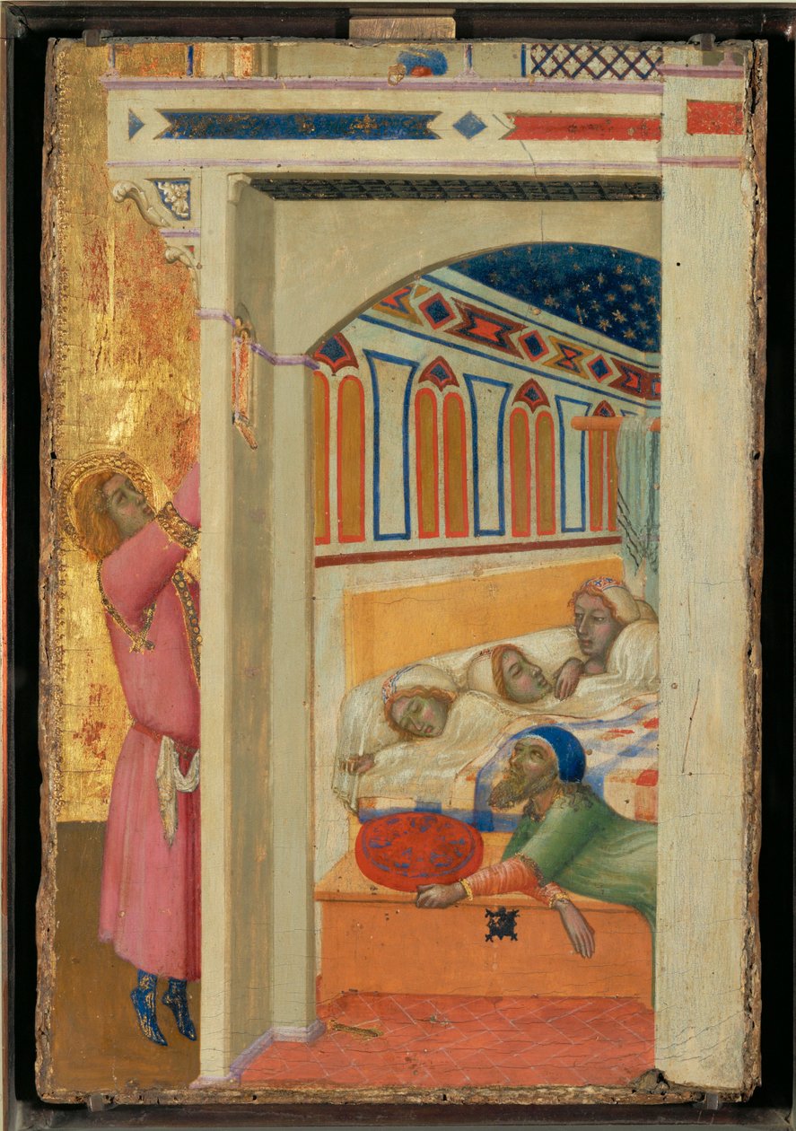 Barin Pyhä Nikolaus tarjoaa myötäjäiset köyhille tytöille Barin Pyhä Nikolaus ... tekijältä Ambrogio (circle of) Lorenzetti