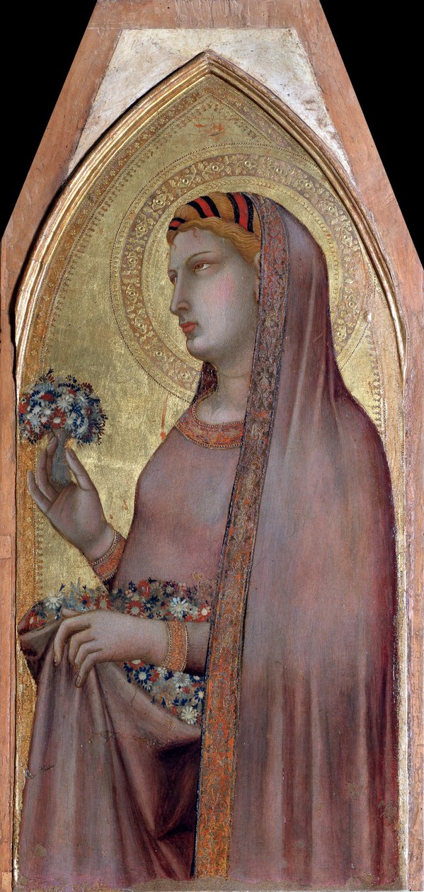 Dorothea of Caesarea tai Dorothy (kirjasta Virgin and Child Polyptych) - Detrempe puulla tekijältä Ambrogio Lorenzetti