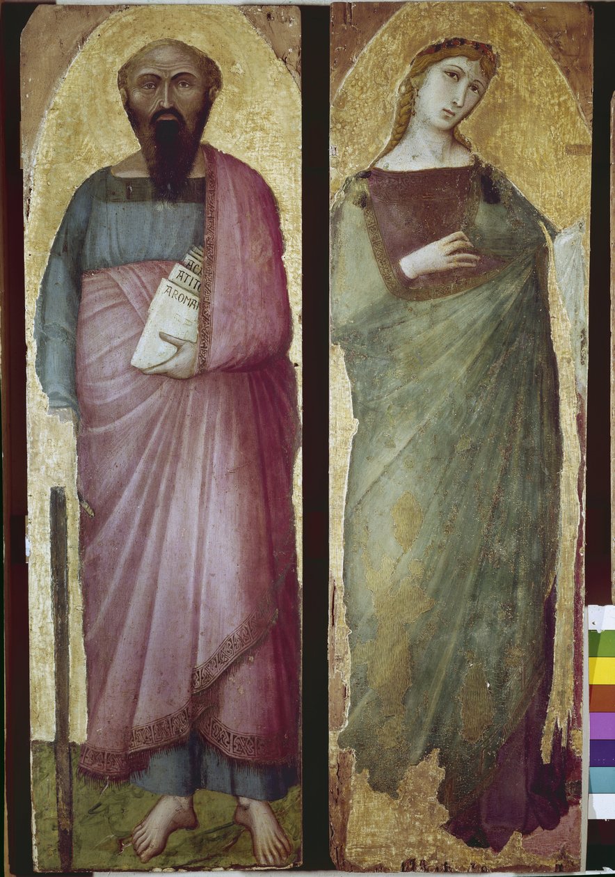 Pyhä Paavali ja pyhä marttyyrikuolema, polyptiikan yksityiskohta (tempera puulla tekijältä Ambrogio Lorenzetti