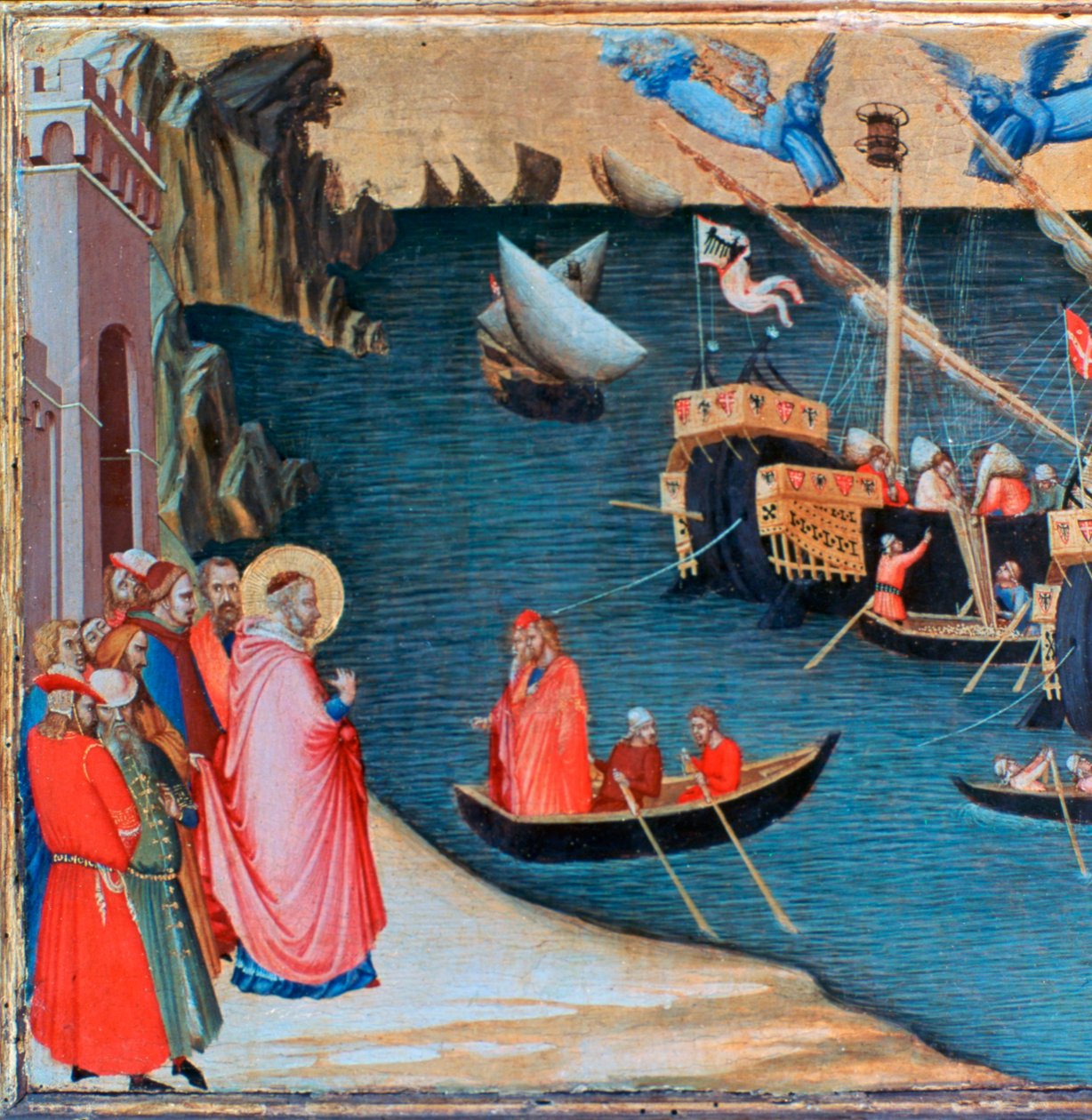 Pyhä Nikolaus pelastaa Miran nälänhädältä, c1327-1332 tekijältä Ambrogio Lorenzetti
