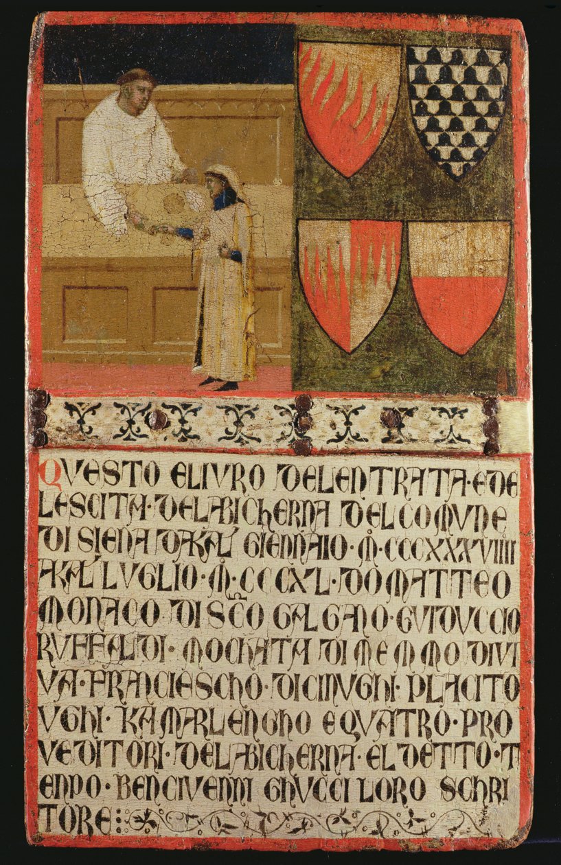 Veronlaskija veronmaksajan kanssa, 1340 tekijältä Ambrogio Lorenzetti