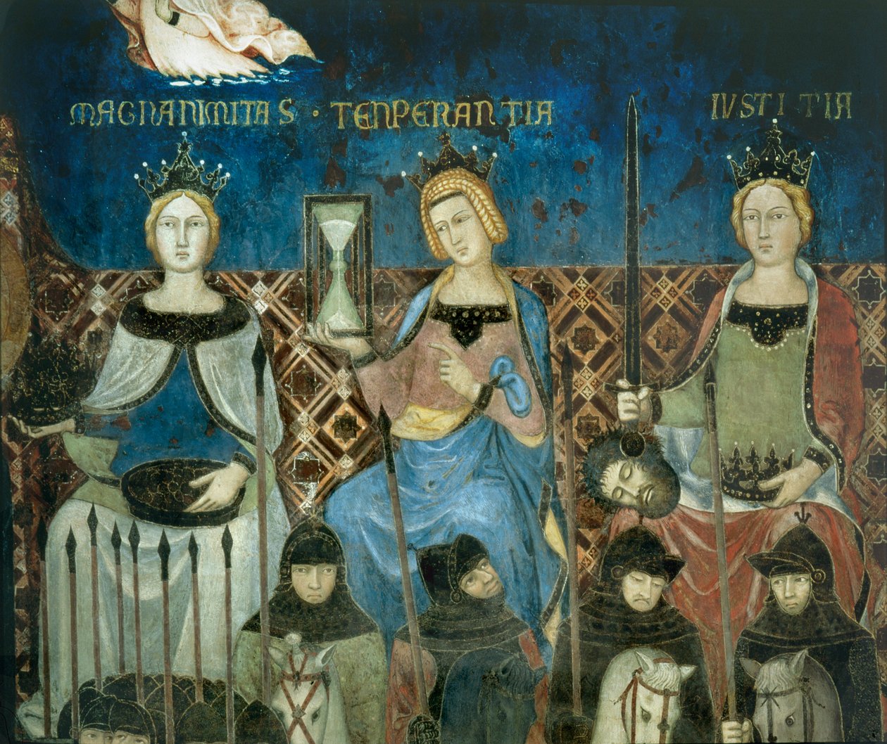Hyvän hallinnon allegoria ... (seinämaalaus) tekijältä Ambrogio Lorenzetti