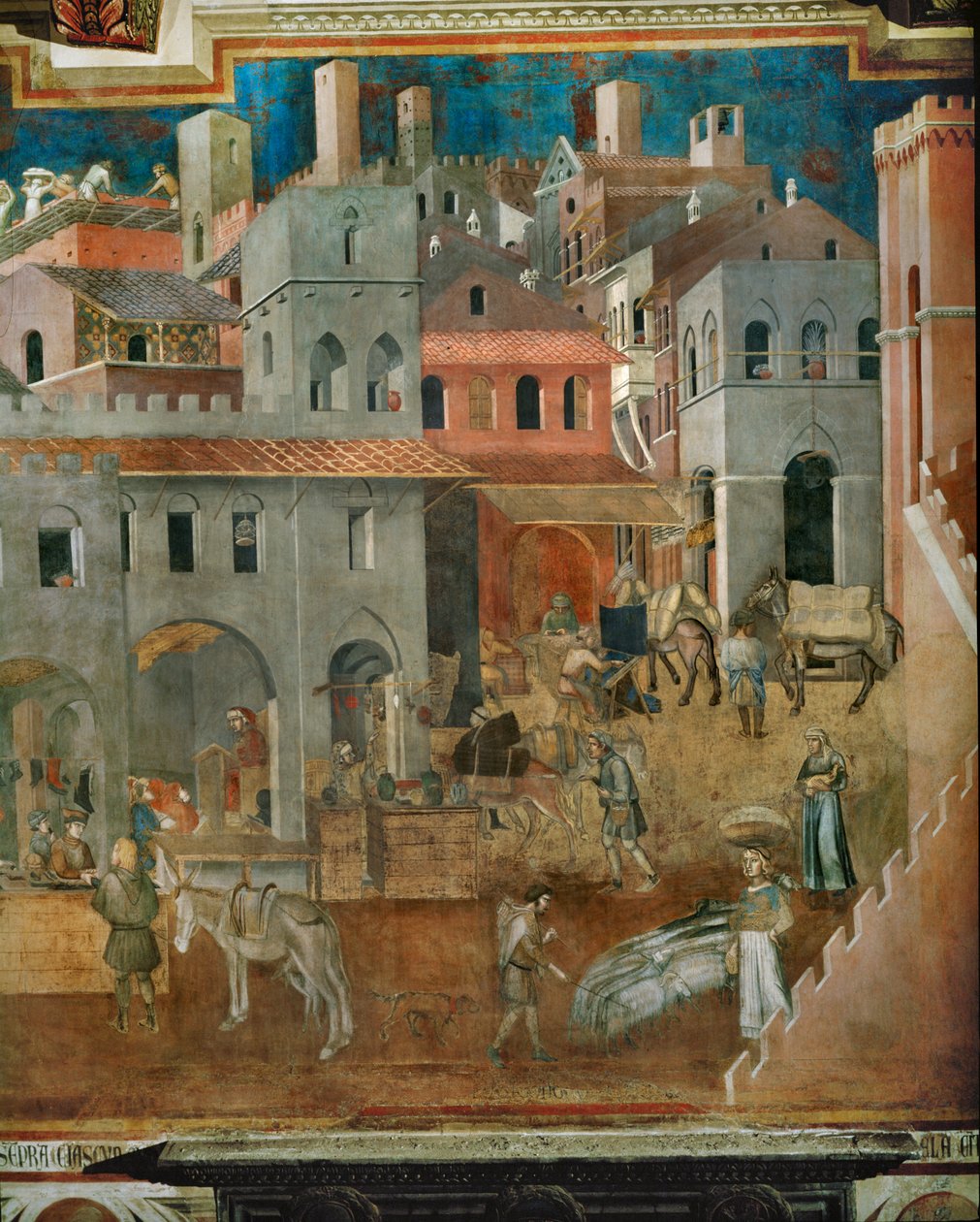 Hyvän hallituksen siunaukset (fresko) tekijältä Ambrogio Lorenzetti