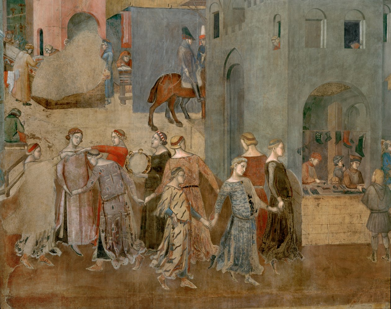 Hyvän hallituksen siunaukset (fresko) tekijältä Ambrogio Lorenzetti