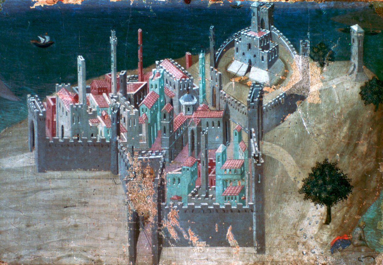 Näkymä rannikkokaupunkiin, c1300-1348 tekijältä Ambrogio Lorenzetti