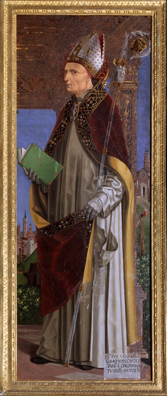 Saint Hugh Grenoble (tai Hugh of Chateauneuf) (1053-1132), Ambrogio da Fossano dit il Bergognonen (1481-1522) Grenoble-maalauksen esikuva. Cathedrale Saint Just, Susa, Torino tekijältä Ambrogio da Fossano (c.1460 1523)