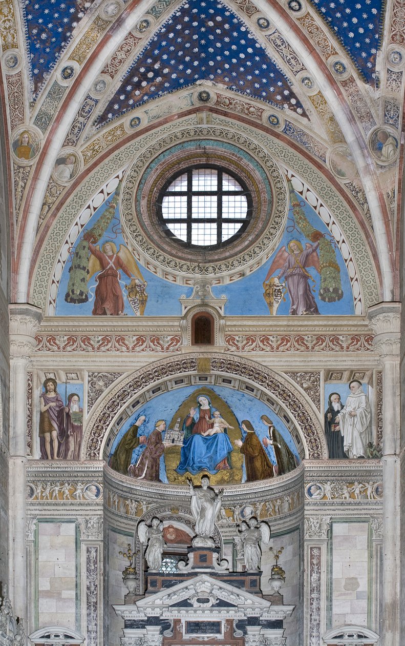 Gian Galeazzo Visconti ja hänen poikansa uhraavat Kartaston mallin Neitsyt Marialle, 1500-1522. tekijältä Ambrogio da Fossano