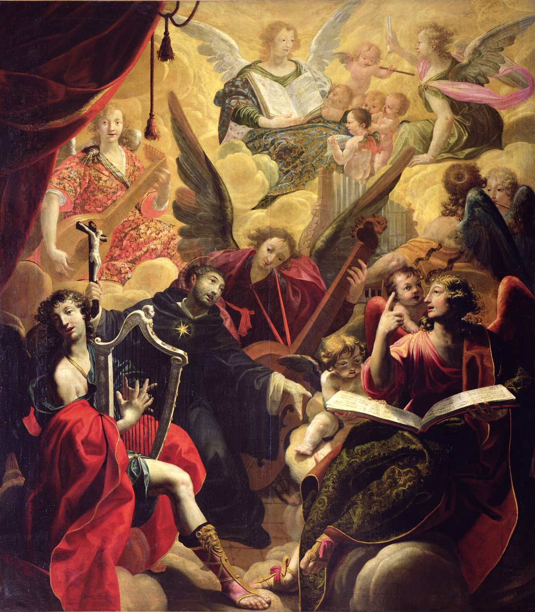 Pyhä Nikolaus Tolentinolainen enkelikonsertin kanssa, 1650 tekijältä Ambroise Fredeau