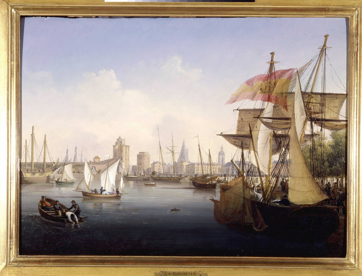 La Rochellen satama, Louis Garneray, sd. noin 1820, Öljy kankaalle, H. 0,330; L. 0,460. CCIP Coll. tekijältä Ambroise Louis Garneray
