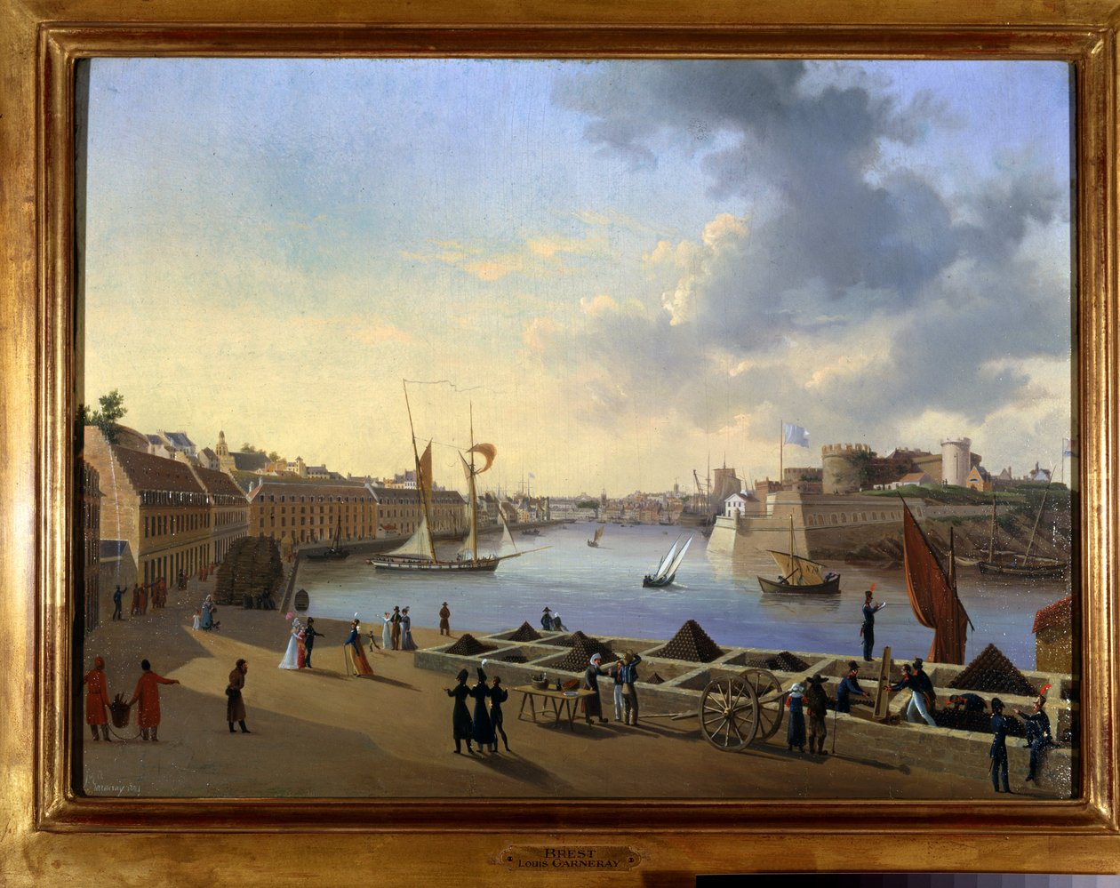 Brestin satama ja tykistövarasto - Louis Garnerayn maalaus, noin 1820, Öljy kankaalle, H. 0,330; L. 0,460. CCIP Coll. tekijältä Ambroise Louis Garneray