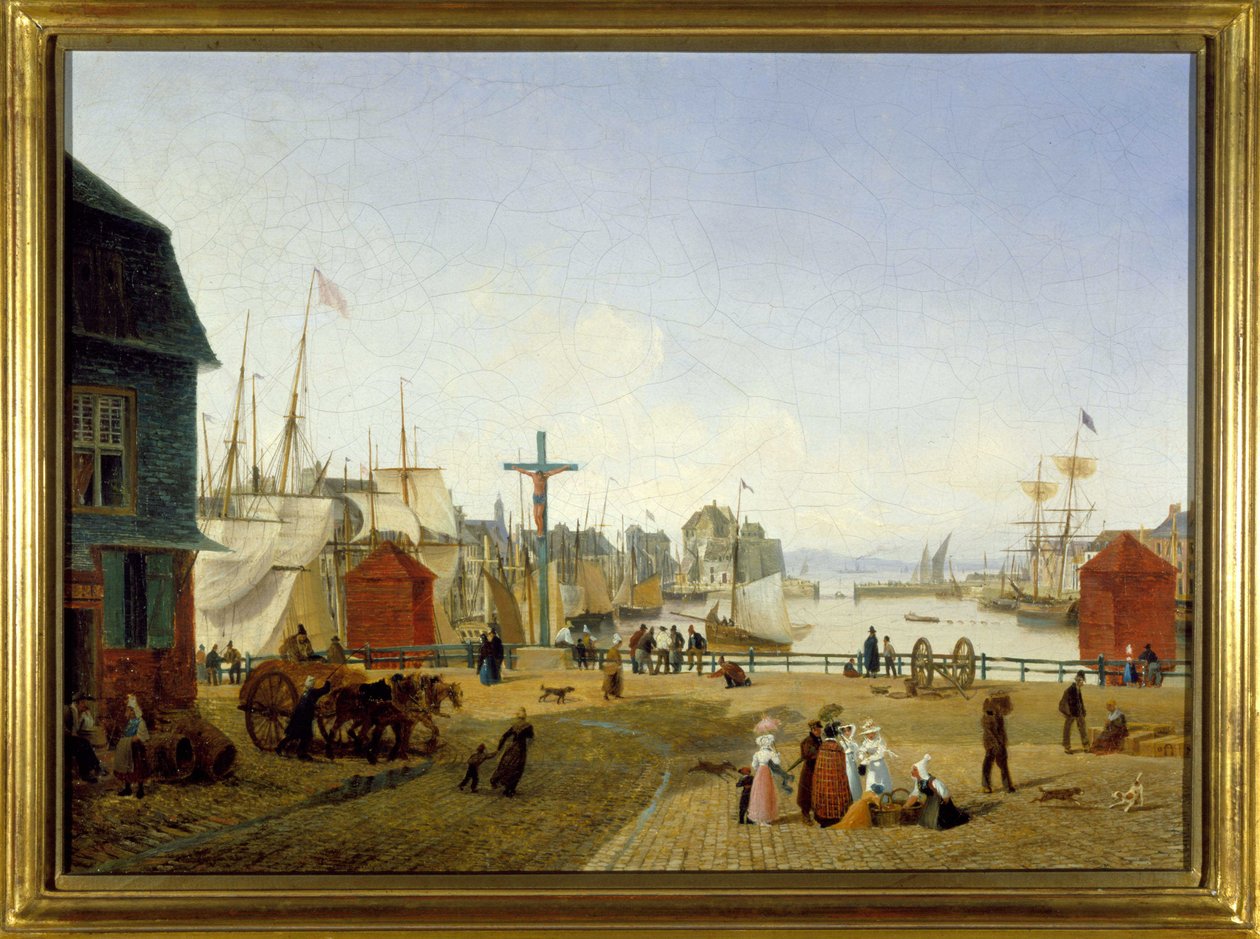 Honfleurin satama, kirjoittanut Louis Garneray, sd. noin 1820, öljy kankaalle, H. 0,330; L. 0,460. CCIP Coll. tekijältä Ambroise Louis Garneray