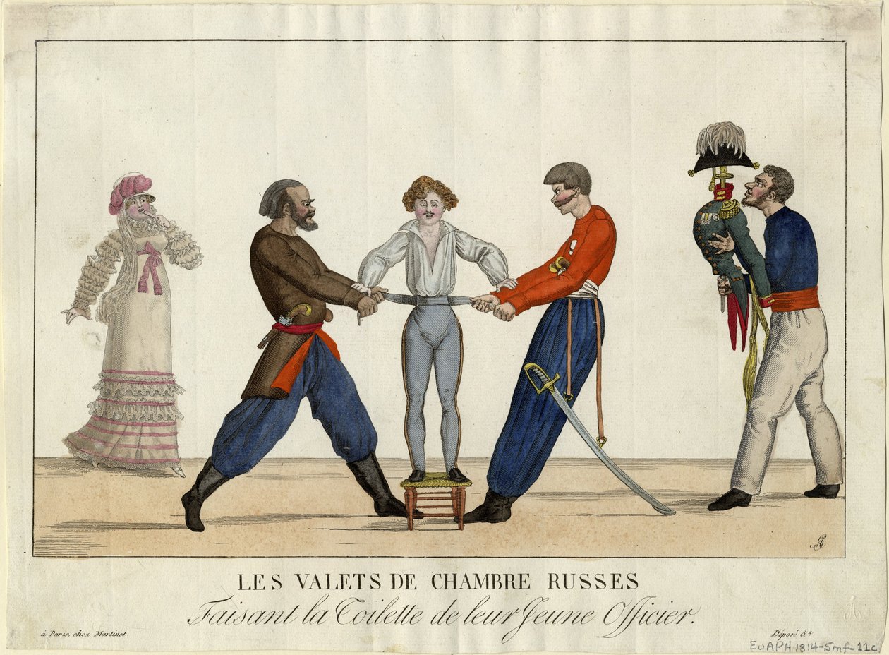 Nuoren venäläisen upseerin wc, n. 1815 tekijältä Ambroise Louis Garneray