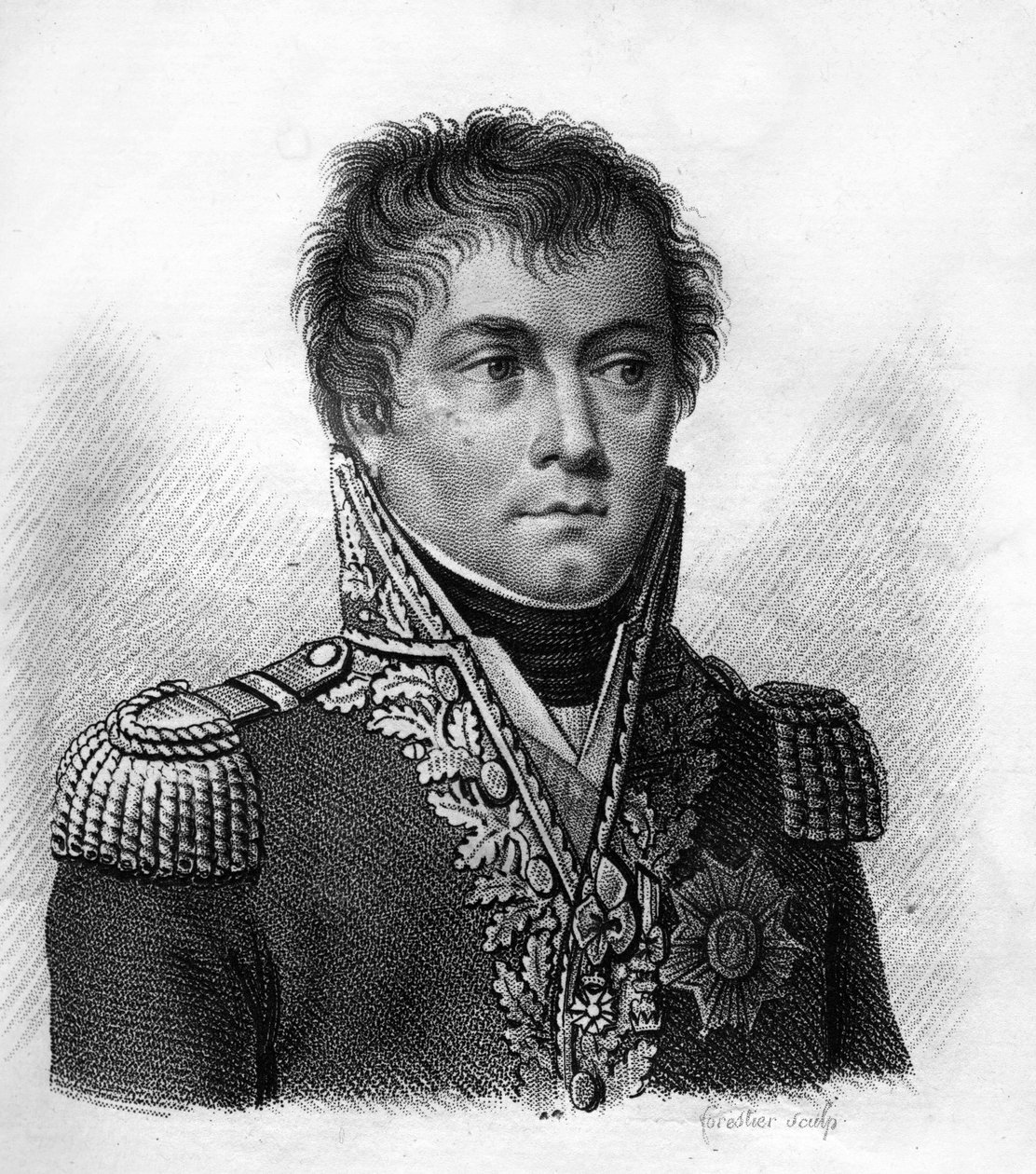 Kreivi Antoine François Andreossy (1761-1828), ranskalainen kenraali ja diplomaatti.julkaisussa "" Ranskan kenraalien muotokuvia"". Kaiverrus Ambroise Tardieu 1818. Stella Collection tekijältä Ambroise Tardieu