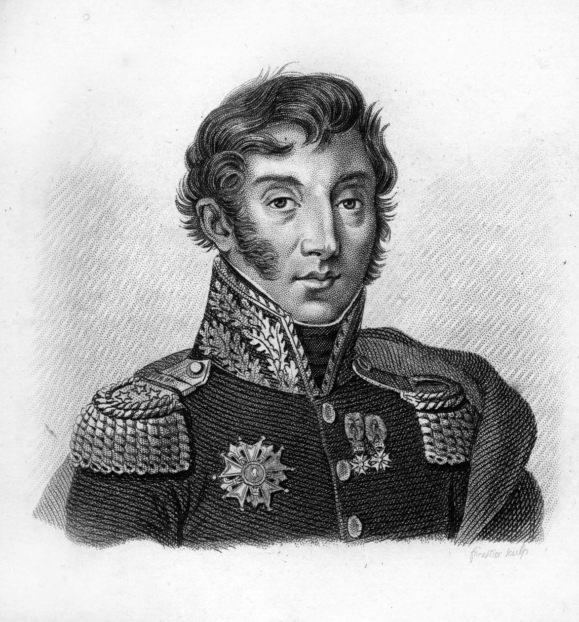 Kreivi Jean Maximilien Lamarque (1770-1832), ranskalainen kenraali ja poliitikko – teoksessa ”Muotokuvia ranskalaisista kenraaleista ranskalaisten voittojen ja valloitusten jälkeen”. Kaiverrus Ambroise Tardieu 1818. Stella Collection. tekijältä Ambroise Tardieu