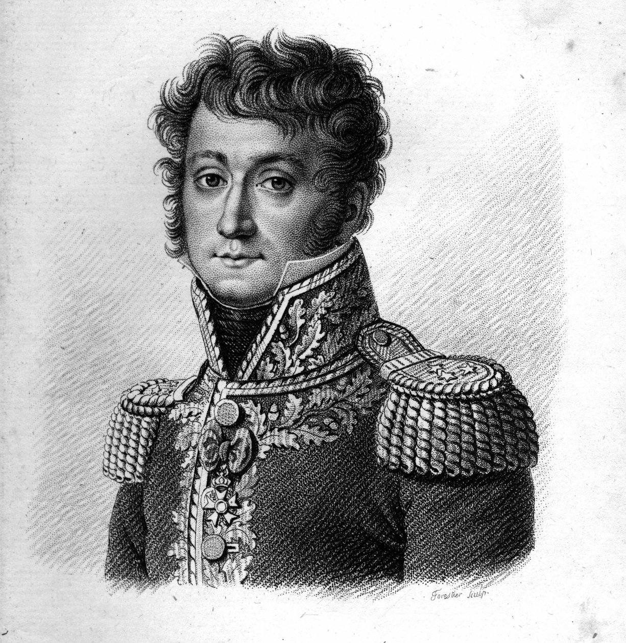 Kenraali Baron Gilbert Desiree Joseph Bachelu. (1777-1849). "" Ranskan kenraalien muotokuvia"". Kaiverrus Ambroise Tardieu 1818. Stella Collection tekijältä Ambroise Tardieu