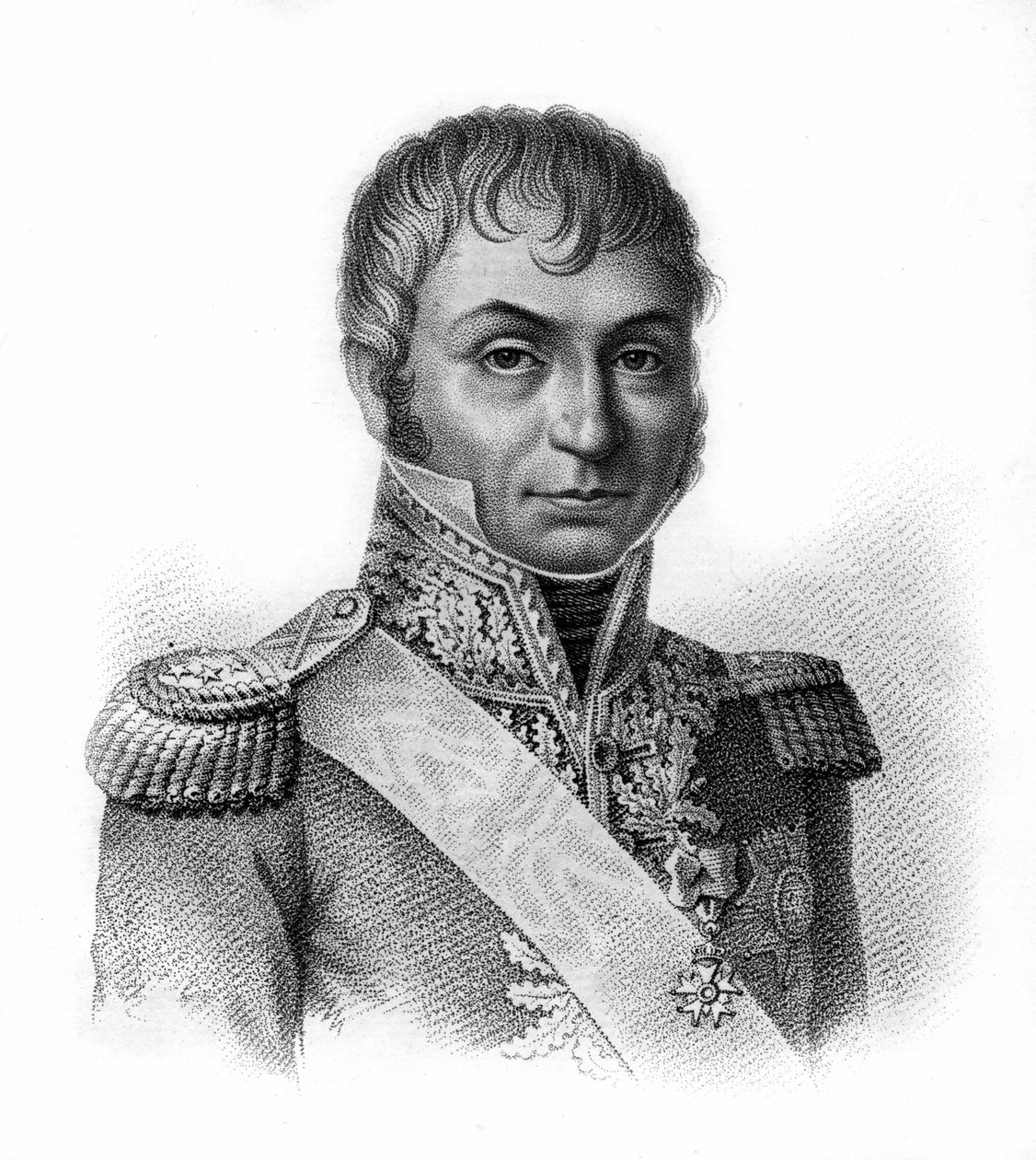 Jean Baptiste Jourdan (1762-1833), kreivi, Ranskan marsalkka - Ranskan kenraalien muotokuvissa ranskalaisten voittojen ja valloitusten jälkeen. Kaiverrus Ambroise Tardieu 1818. Stella Collection. tekijältä Ambroise Tardieu