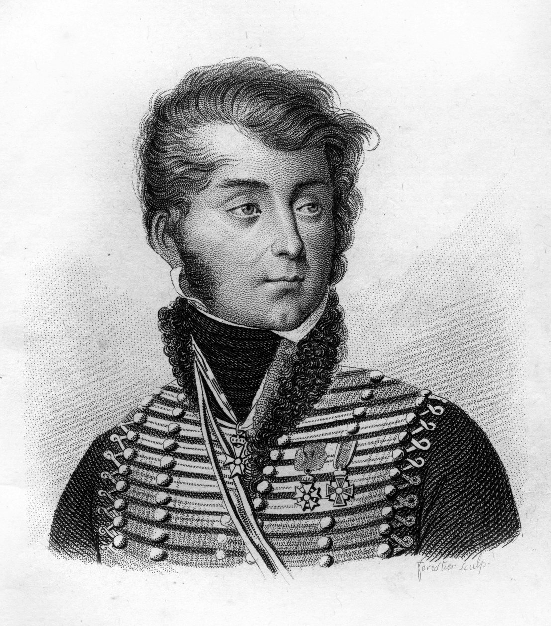 Louis François, Baron Lejeune, prikaatikenraali ja sotilaallinen maalari (1775-1848) - teoksessa ”Muotokuvia ranskalaisista kenraaleista ranskalaisten voittojen ja valloitusten jälkeen””. Kaiverrus Ambroise Tardieu 1818. Stella Collection. tekijältä Ambroise Tardieu