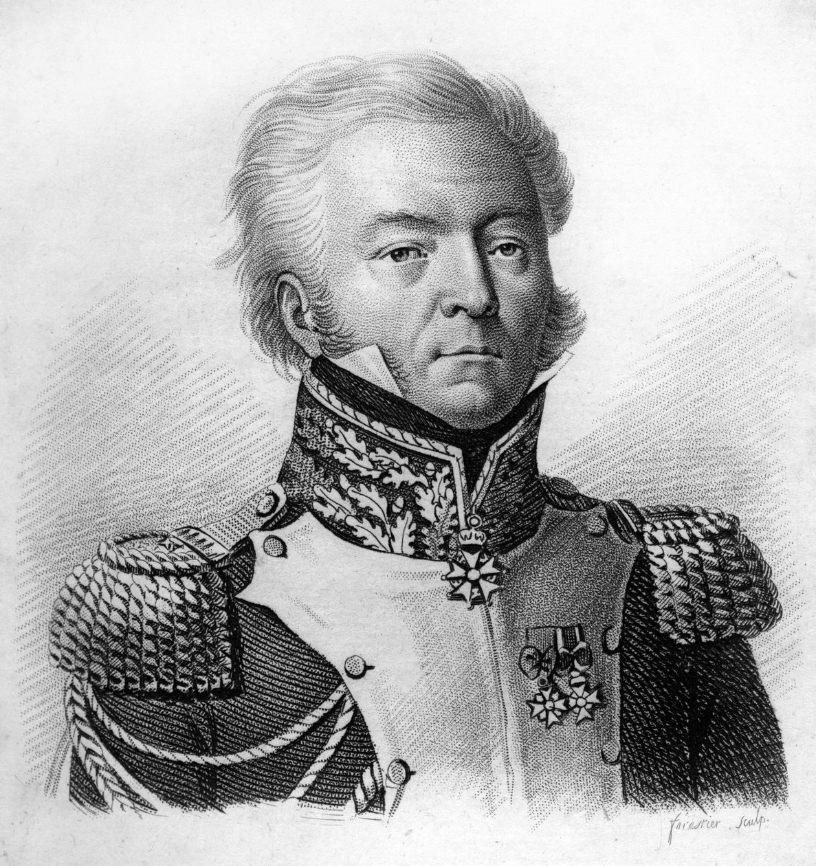 Louis Lepic Divisionin kenraali (1765-1847) - "" Ranskalaisten kenraalien muotokuvia ranskalaisten voittojen ja valloitusten jälkeen". Kaiverrus Ambroise Tardieu 1818. Stella Collection. tekijältä Ambroise Tardieu