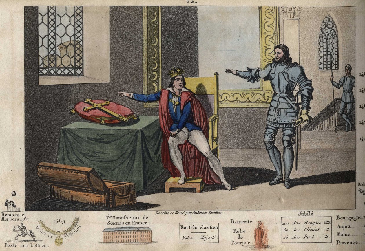 Ludvig XI (1423-1483) on vankina Peronnessa, ja hänen asunnostaan hän näkee tornin, jossa Kaarle III kuoli kuuden vuoden vankeudessa. Hän sai takaisin vapauden vasta vannottuaan Kaarle Suuren ristillä pitävänsä uskollisena sopimuksen tekijältä Ambroise Tardieu