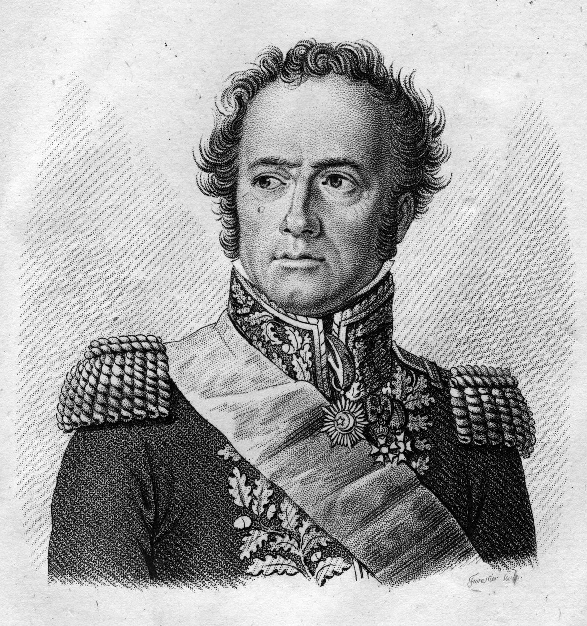 Maximilien Sébastien Foy.Ranskalainen kenraali ja poliitikko (1775-1825) - teoksessa ”Muotokuvia ranskalaisista kenraaleista ranskalaisten voittojen ja valloitusten jälkeen”. Kaiverrus Ambroise Tardieu 1818. Stella Collection. tekijältä Ambroise Tardieu
