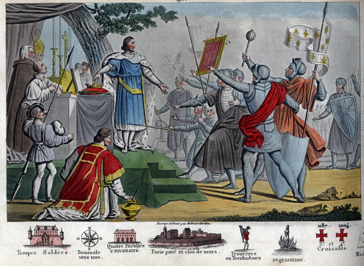 Philip II (1165-1223), kuningas Kapetian, joka tunnetaan nimellä "Augustus", ehdottaa kruununsa antamista sotilailleen, jos he pystyvät pitämään sen yksi päivä ennen Bouvinesin taistelua, mutta kaikki haluavat pitää kuninkaansa. Voittamalla tämän taistelun tekijältä Ambroise Tardieu