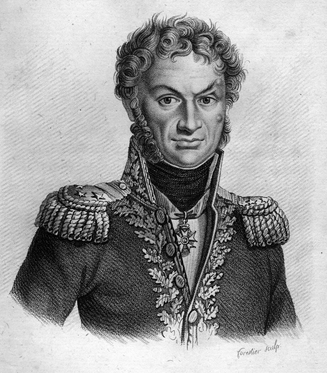 Pierre Cambronne (1770-1842), ranskalainen kenraali - teoksessa "Ranskalaisten kenraalien muotokuvia ranskalaisten voittojen ja valloitusten jälkeen". Kaiverrus Ambroise Tardieu 1818. Stella Collection. tekijältä Ambroise Tardieu