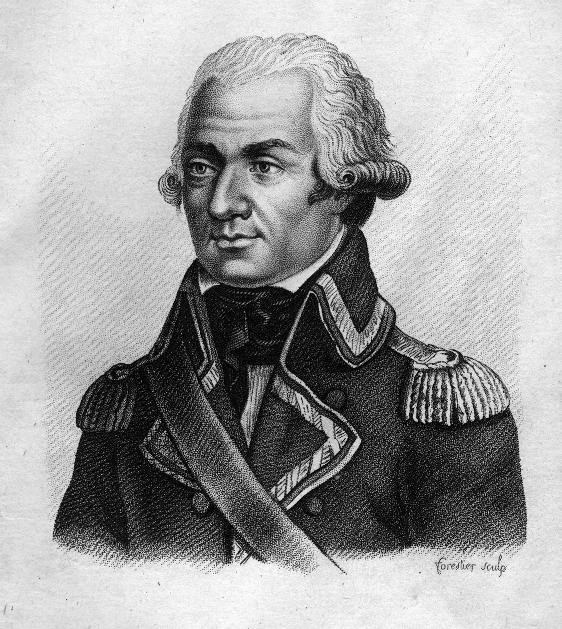 Ranskalaisen kenraalin Charles François du Périer dit Dumouriez (1739-1823) muotokuva teoksessa "Ranskalaisten kenraalien muotokuvia ranskalaisten voittojen ja taistelujen jälkeen" Kaiverrus Ambroise Tardieu vuonna 1818. Stella Collection. tekijältä Ambroise Tardieu
