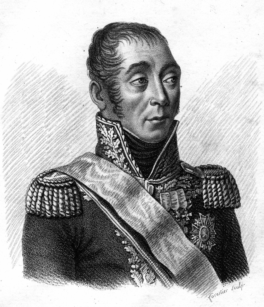 Emmanuelin, markiisi de Grouchyn, Ranskan marsalkka (1766-1847) muotokuva - teoksessa "Ranskalaisten kenraalien muotokuvia ranskalaisten voittojen ja valloitusten jälkeen". Ambroise Tardieun hauta 1818. Stella Collection. tekijältä Ambroise Tardieu