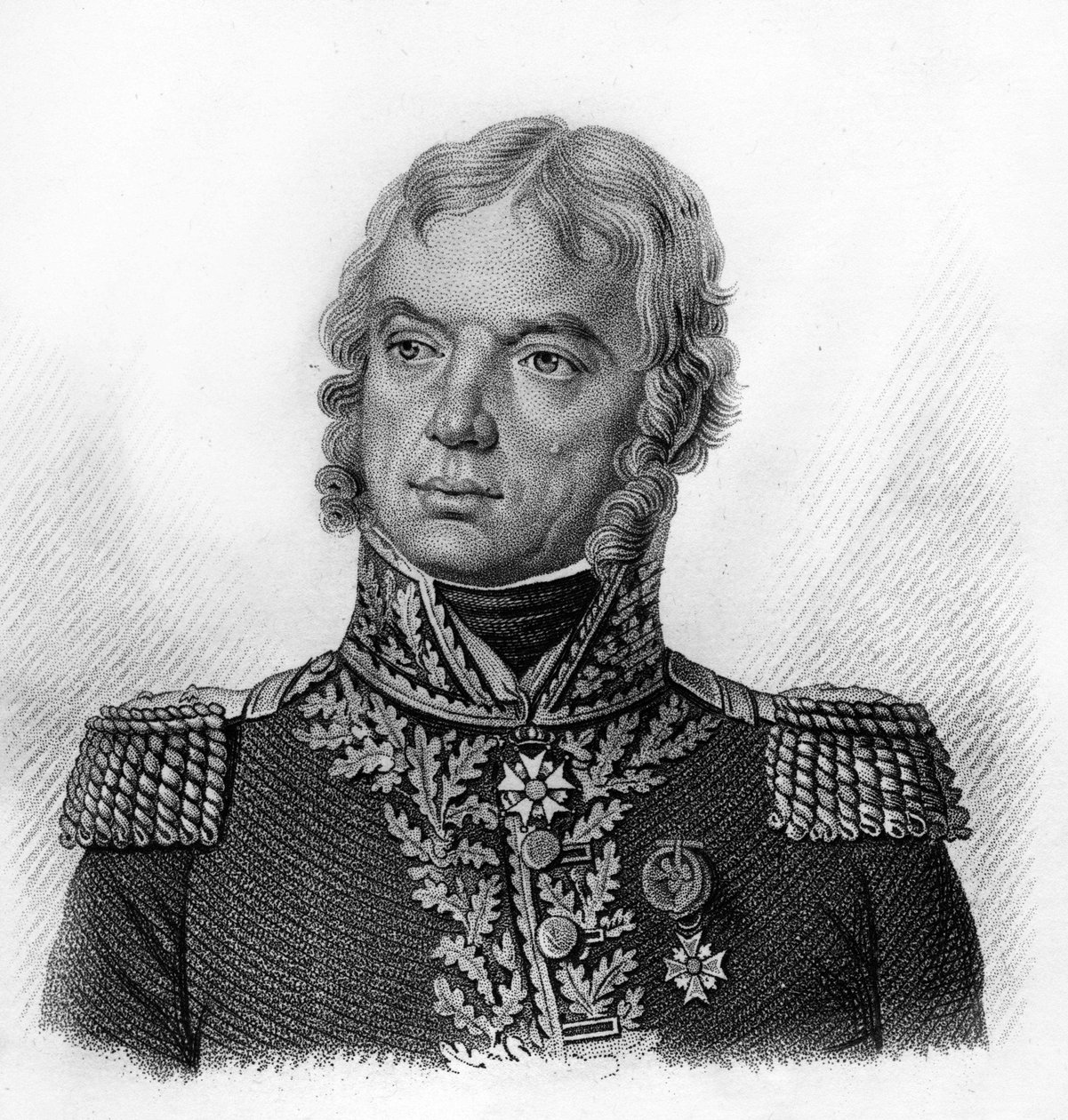 Muotokuva ranskalaisesta kenraalista (1764-1828) Francois Etienne Damasista - ""Ranskalaisten kenraalien muotokuvia ranskalaisten voittojen ja valloitusten jälkeen"". Ambroise Tardieun hauta 1818. Stella Collection. tekijältä Ambroise Tardieu