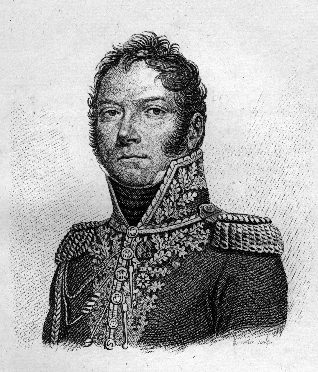 Muotokuva Paul Jean Baptiste Poret de Morvanista (1777-1834) Prikaatin kenraalista - "Ranskalaisten kenraalien muotokuvia ranskalaisten voittojen ja valloitusten jälkeen". Ambroise Tardieun hauta 1818. Stella Collection. tekijältä Ambroise Tardieu